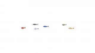 Exotic fishes school swimming line 2D characters animation