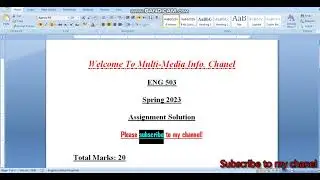 ENG 503 Assignment 1 solution Spring 2023 || Eng 503 correct assignment solution 2023 ||