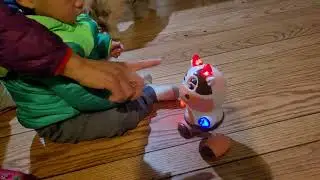 Cute Cow electric sound and light dancing toy from temu website