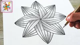 رسم زخرفة هندسية سهلة جدا | رسم سهل عن زخرفه