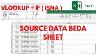 RUMUS VLOOKUP, IF, ISNA SOURCE DATA BEDA SHEET