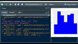 ggplot2 package in r | ggplot geom_histogram in r using website visits data