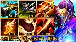 Challenger JHIN Pentakills 21/0/2 - China Server Wild Rift Season 18 New Build Best Tier By Tiarty