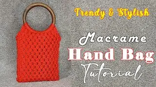 👜 Macrame Wooden Handle Net Bag | Easy Handmade Bag Using Polyester Rope