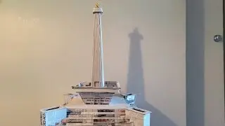miniature Monument national from newspaper, art miniatur monas dari koran, duplikan monas dari koran