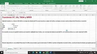 Funciones Financieras VF, VA, TASA y NPER