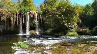 Beautiful nature waterfall relaxing soft piano music for meditation #shorts