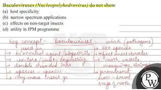 Baculoviruses (Nucleopolyhedrovirus) do not show
(a) host specificity
(b) narrow spectrum applica...
