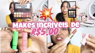 MAKES DE R$5,OO VALE A PENA? MAQUIAGENS BARATAS QUE TESTEI E APROVEI!