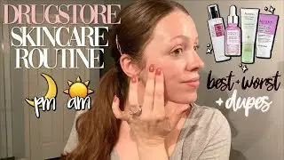 DRUGSTORE SKINCARE ROUTINE AM + PM // Best + Worst + DUPES