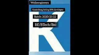 RPA developer freshers job batch 2020/21/22 
