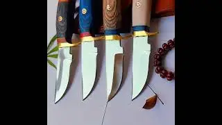 Custom handmade stainless steel skinning hunting camping knives with awesome leather sheath ...