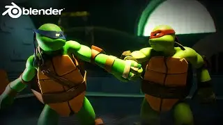 Teenage Mutant Ninja Turtles || Raphael VS Leonardo || 3D Blender Fight Animation