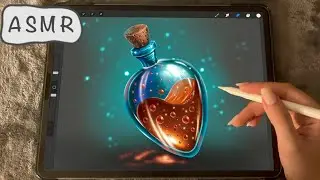 😴 iPad ASMR (3 HOURS) - Painting a POTION glass 🧪- Clicky Whispers - Writing Sounds