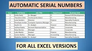 How to Insert Serial numbers Automatically in Excel | Enter Auto serial numbers | Excel Tricks