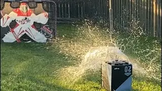 HOCKEY CHALLENGE WILL HE HIT THE WATER BALLOONS