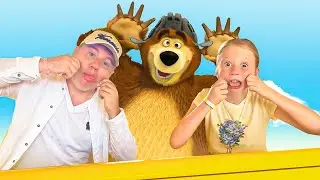 Nastya ve baba eğlenceli aile gezisi - Çocuklar için Maşa ve ayı yolculuğu