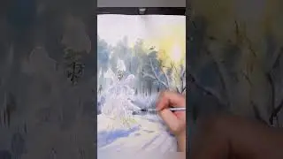 #watercolorlandscape #акварель #рисование #watercolor #зимний пейзаж