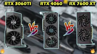 RX 7600 XT Vs RTX 3060ti Vs RTX 4060 benchmarks | Best Graphics Card Under Rs.30000