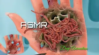 ASMR Deep Hand Palm Care /ASMR Maggots Treatment for Stress Relief /ASMR 2d Animation