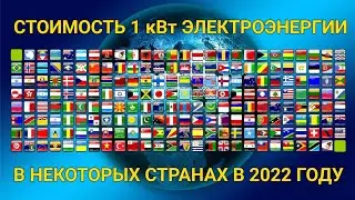 Стоимость 1 кВт электроэнергии в некоторых странах в 2022 году