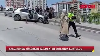 KALDIRIMDA YÜRÜRKEN EZİLMEKTEN SON ANDA KURTULDU! O ANLAR SANİYE SANİYE KAYDEDİLDİ