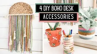 BoHo Chic Desk Accessories and Wall Art (EASY DIY)