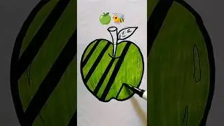 Satisfying colouring🍏🐝#art #coloring #satisfying #drawing #shorts #trending