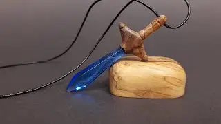 Blue Sword Epoxy Necklace