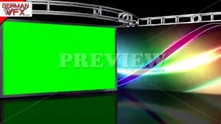 HD Virtual Studio Background with green screen Wall - royalty free