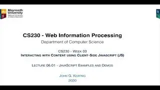 CS230 Lecture 06 Lesson 01 Working with JavaScript Array Prototype Functions