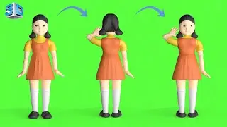 Squid Game Doll 3D Green Screen Effect | High Quality | Sound Effects Includes