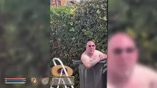 British Man Having a Swim in his Bin
