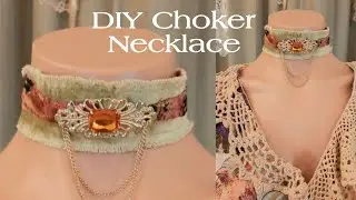 How To Make a Pretty Choker Neclace With Fabric Scraps / Tutorial