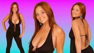 Christina Model - Black Halter Top & Black Long Pants