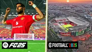 EA FC 25 vs eFootball 2025 - Stadiums Comparison ft. Old Trafford, Emirates, La Bombonera