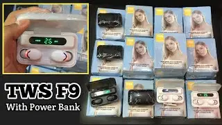 TRUE WIRELESS STEREO F9 EARBUDS WITH POWER BANK || TWS