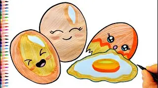 Sevimli Yumurta Çizimi - Kırılmış Yumurta Çizimi - Yumurta Nasıl Çizilir? - How To Draw a Cute Egg