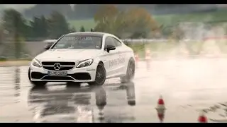 Mercedes Driving C63 AMG drifting, acceleration with Bridgestone