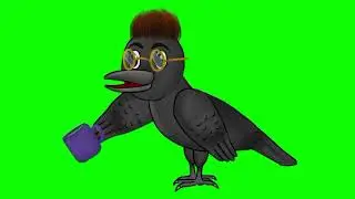 Crow talking on green screen cartoon characters no copyright