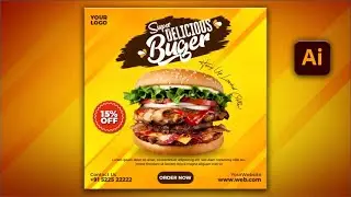 Illustrator CC Tutorial | Graphic Design | Fast Food Burge🍔 Poster Design