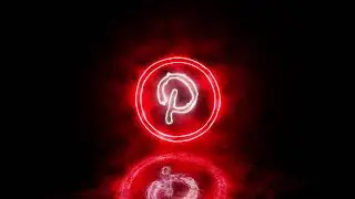 Neon red pinterest logo glowing sign 4k 60fps loop animation background