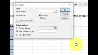 Correlation Table matrix in Excel