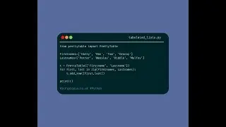 Python prettytable - Print tabulated lists