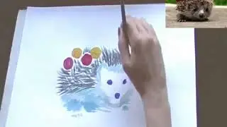 Ежик гуашью