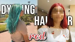 I DYED MY HAIR RED | Blue to Red | In Dubai