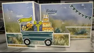Using the Filled With Fun stamps/dies and the NEW Thoughtful Journey papers to make a Z fold card