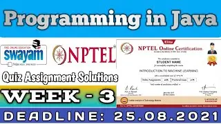 NPTEL Programming in Java Week 3 || Assignment 3 Nptel || NPTEL JAVA Solution || July 2021