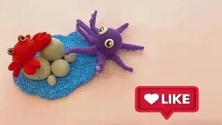 simple modeling for beginners / Простая лепка. Лепим крабика и осьминога из воздушного пластилина.