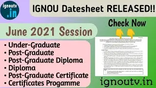RELEASED !! IGNOU TEE Datesheet June 2021 || IGNOU TEE Timetable || IGNOU ||